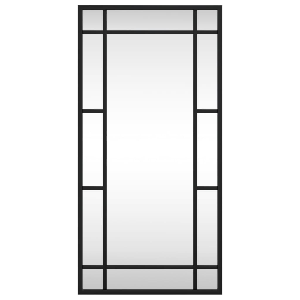 vidaXL Wall Mirror Black 11.8"x23.6" Rectangle Iron