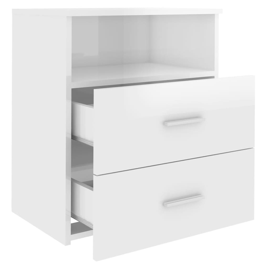 vidaXL Bed Cabinets 2 pcs High Gloss White 19.7"x12.6"x23.6"