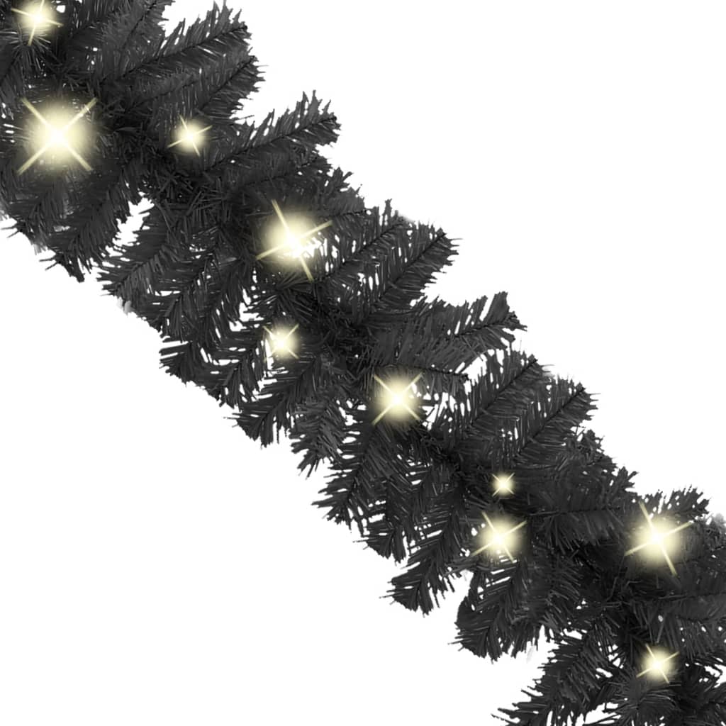 vidaXL Christmas Garland with LED Lights 16 ft Black