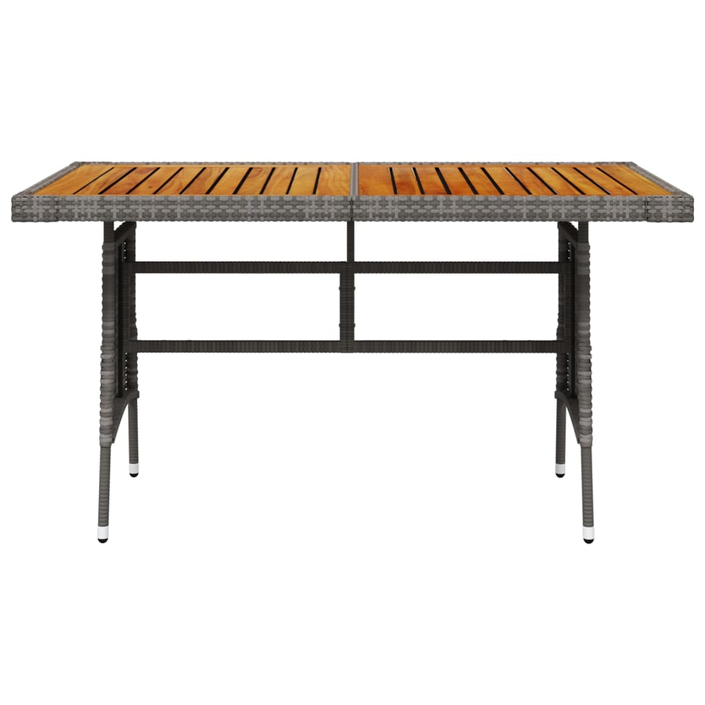 vidaXL Patio Table Gray 51.2"x27.6"x28.3" Poly Rattan & Solid Acacia Wood