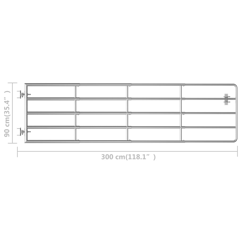 vidaXL 5 Bar Field Gate Steel (45.3"-118.1")x35.4" Silver