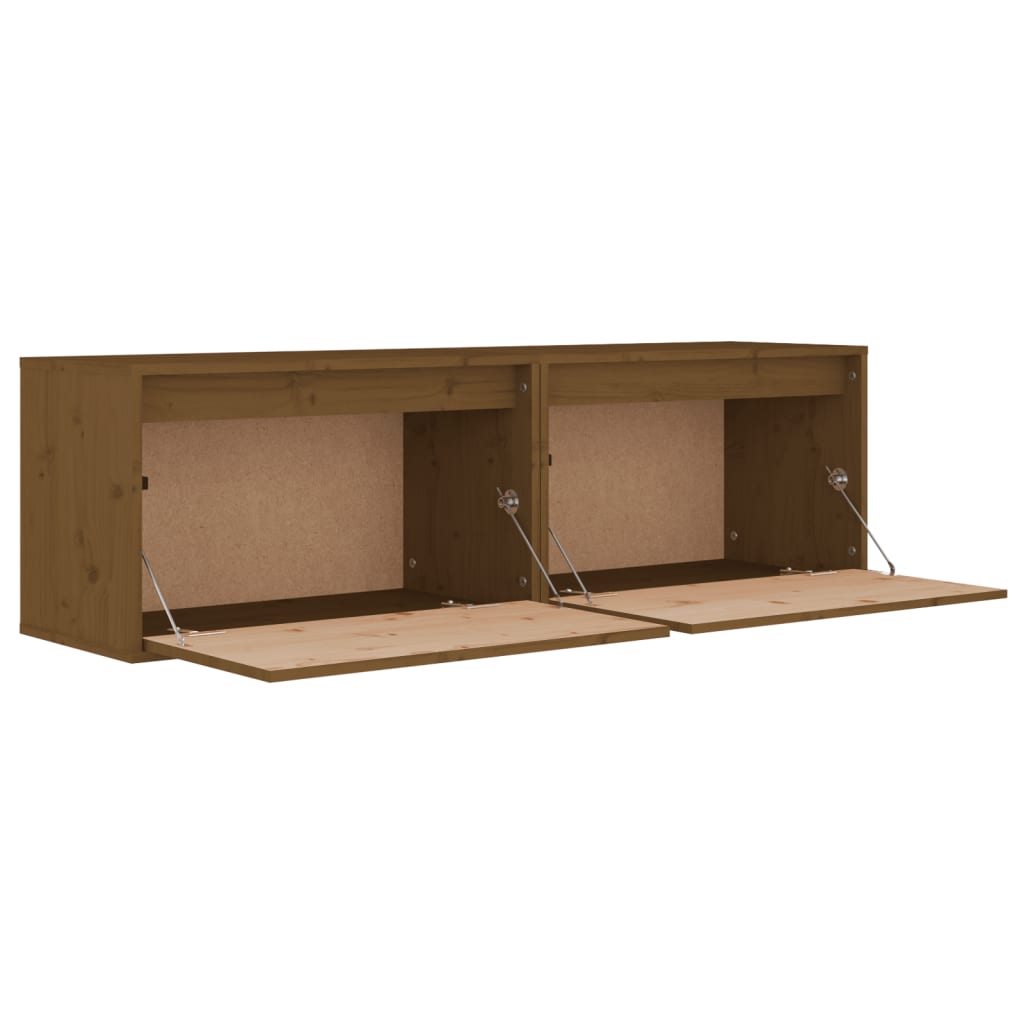 vidaXL Wall Cabinets 2 pcs Honey Brown 23.6"x11.8"x13.8" Solid Pinewood