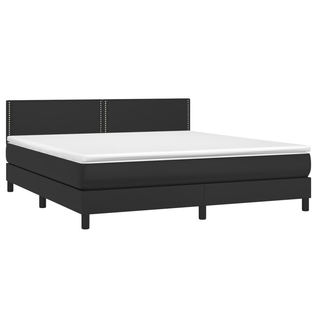 vidaXL Box Spring Bed with Mattress Black California King Faux Leather
