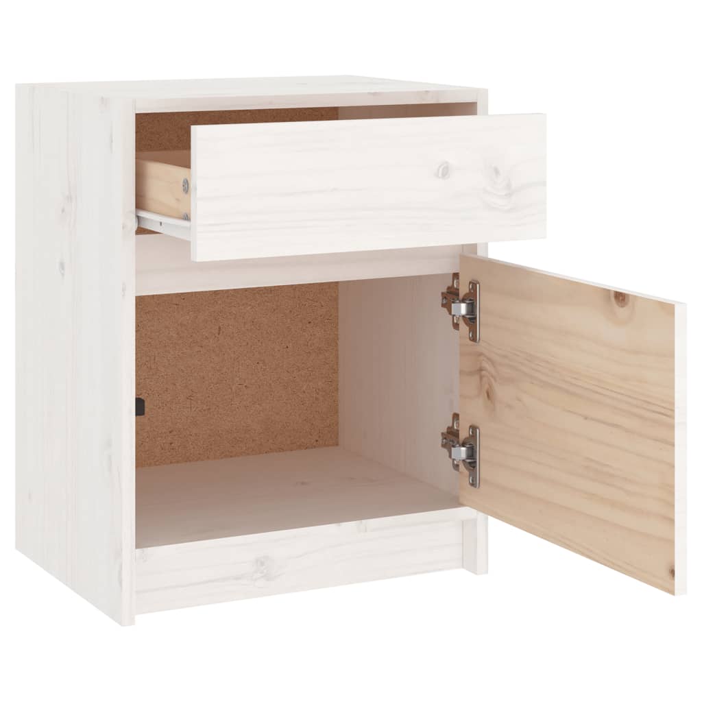 vidaXL Bedside Cabinets 2 pcs White 15.7"x12.2"x19.7" Solid Pinewood