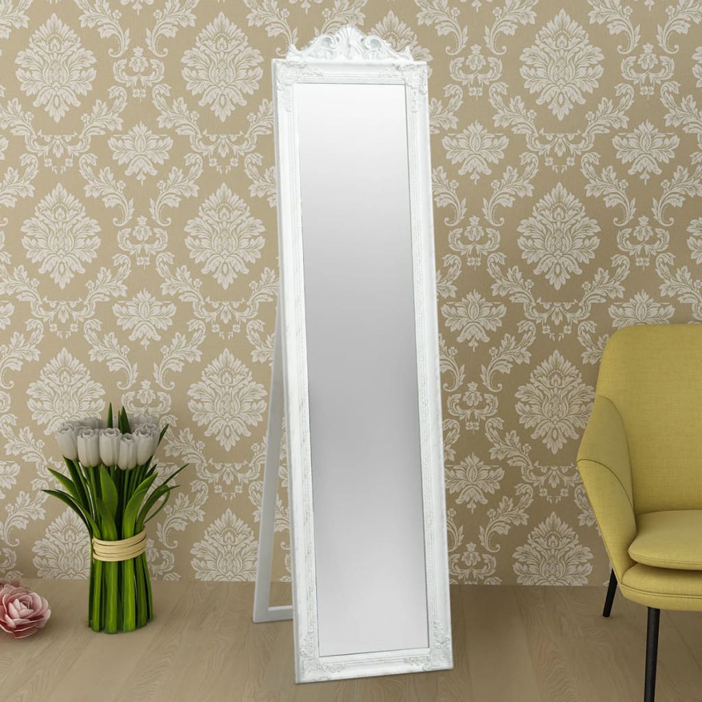 vidaXL Free-Standing Mirror Baroque Style 63"x15.7" White