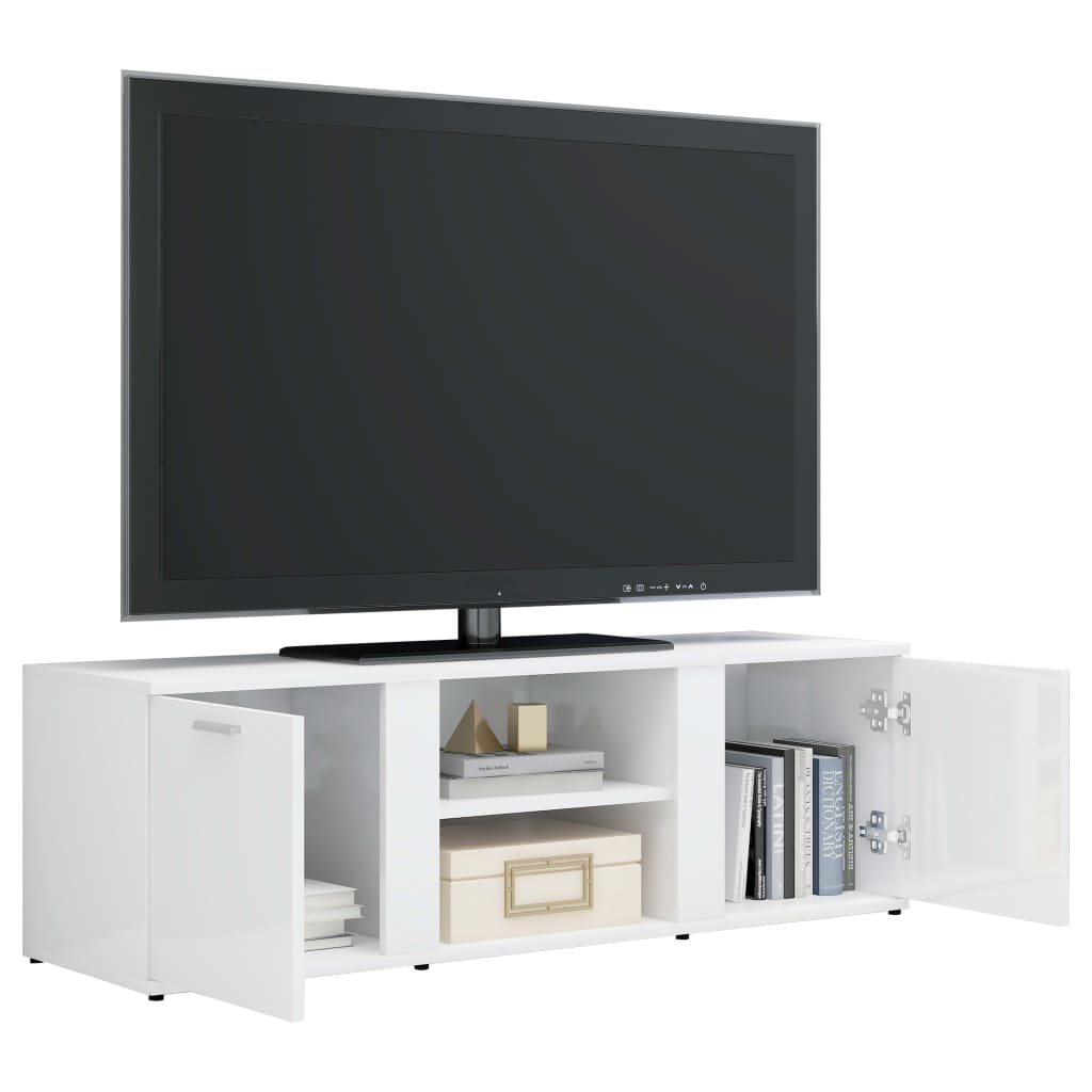 vidaXL TV Stand High Gloss White 47.2"x13.4"x14.6" Engineered Wood