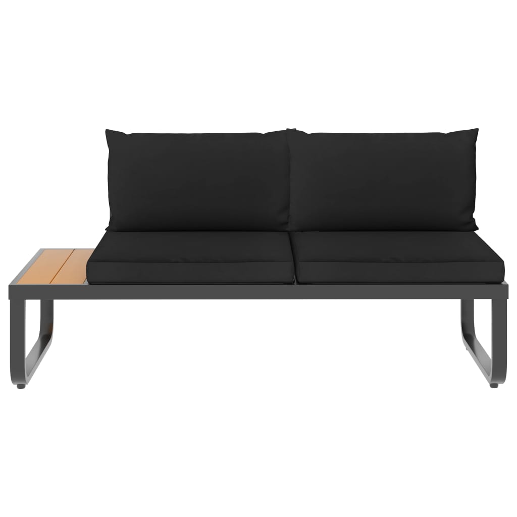 vidaXL 5 Piece Patio Corner Sofa Set with Cushions Aluminum and WPC