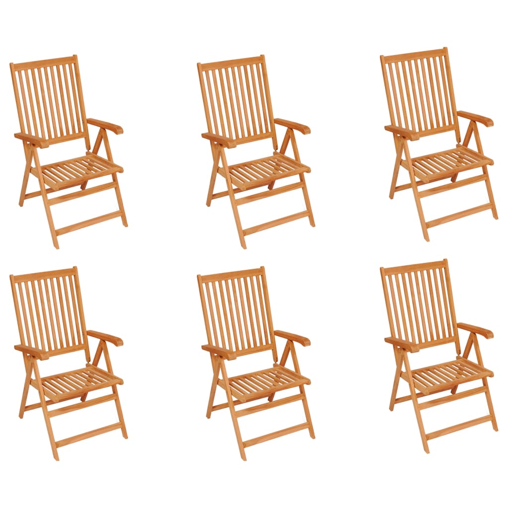 vidaXL Patio Chairs 6 pcs with Gray Cushions Solid Teak Wood