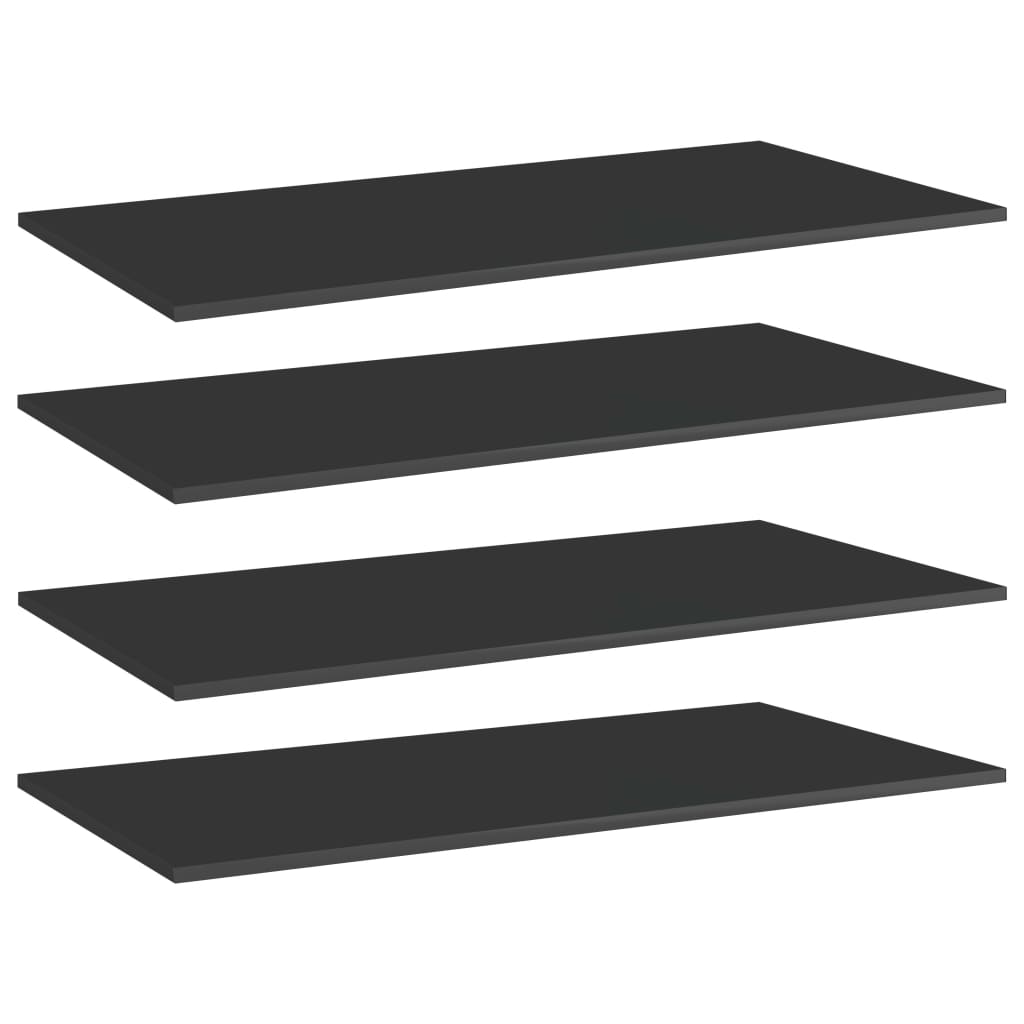 vidaXL Bookshelf Boards 4 pcs High Gloss Black 31.5"x11.8"x0.6" Chipboard