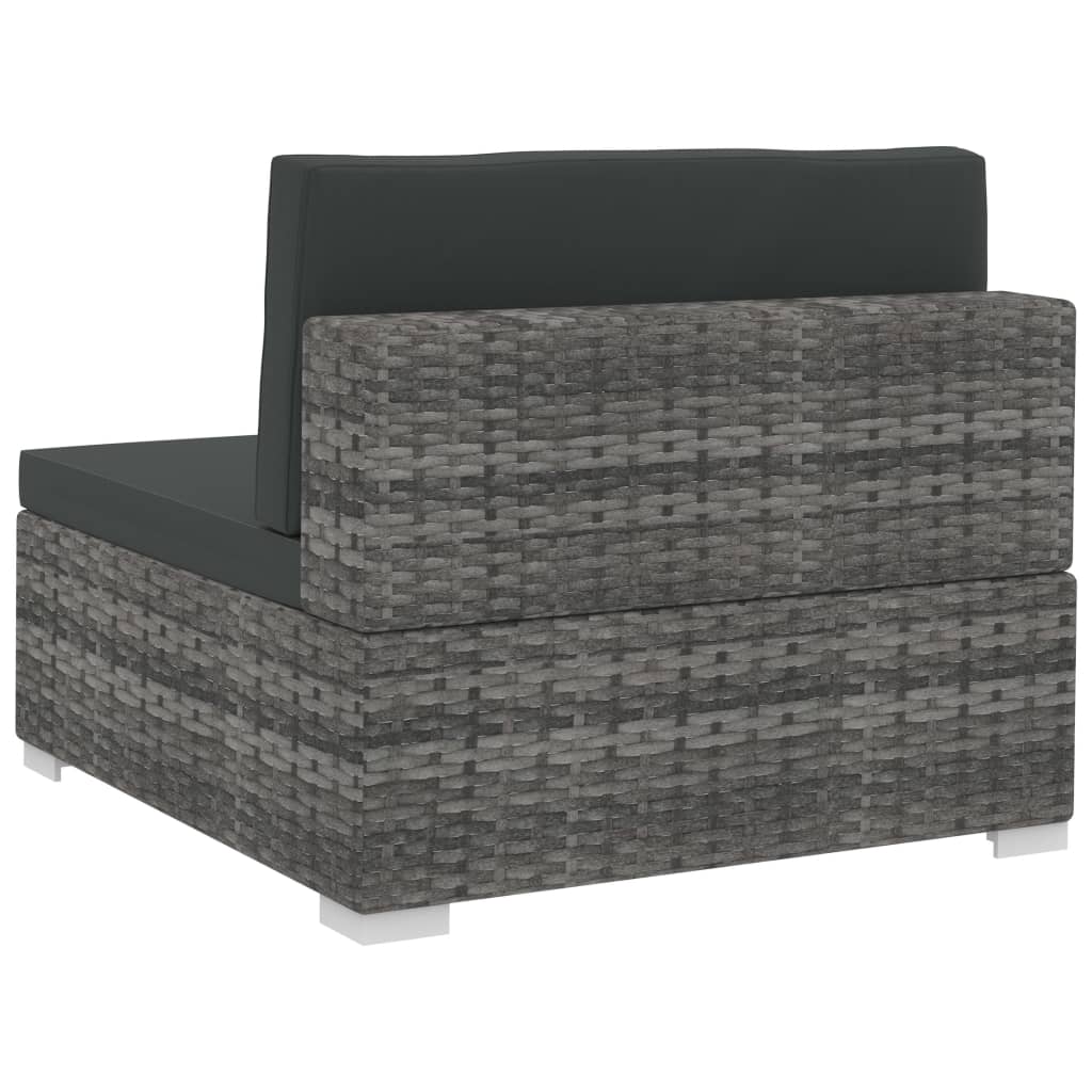 vidaXL 4 Piece Patio Sofa Set with Cushions Poly Rattan Gray