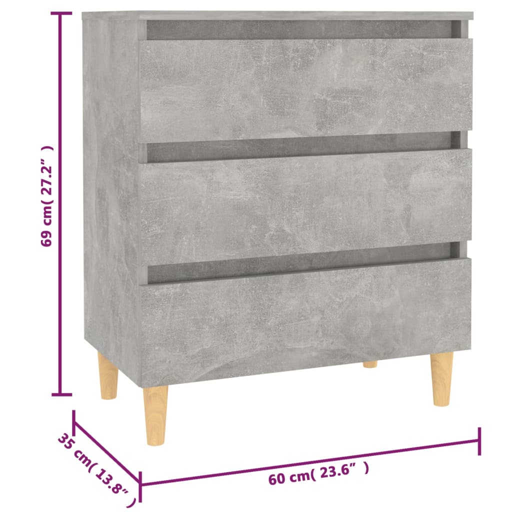 vidaXL Sideboard Concrete Gray 23.6"x13.8"x27.2" Engineered Wood