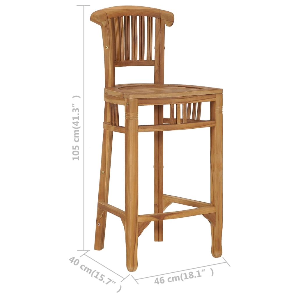 vidaXL Bar Stool Solid Teak Wood