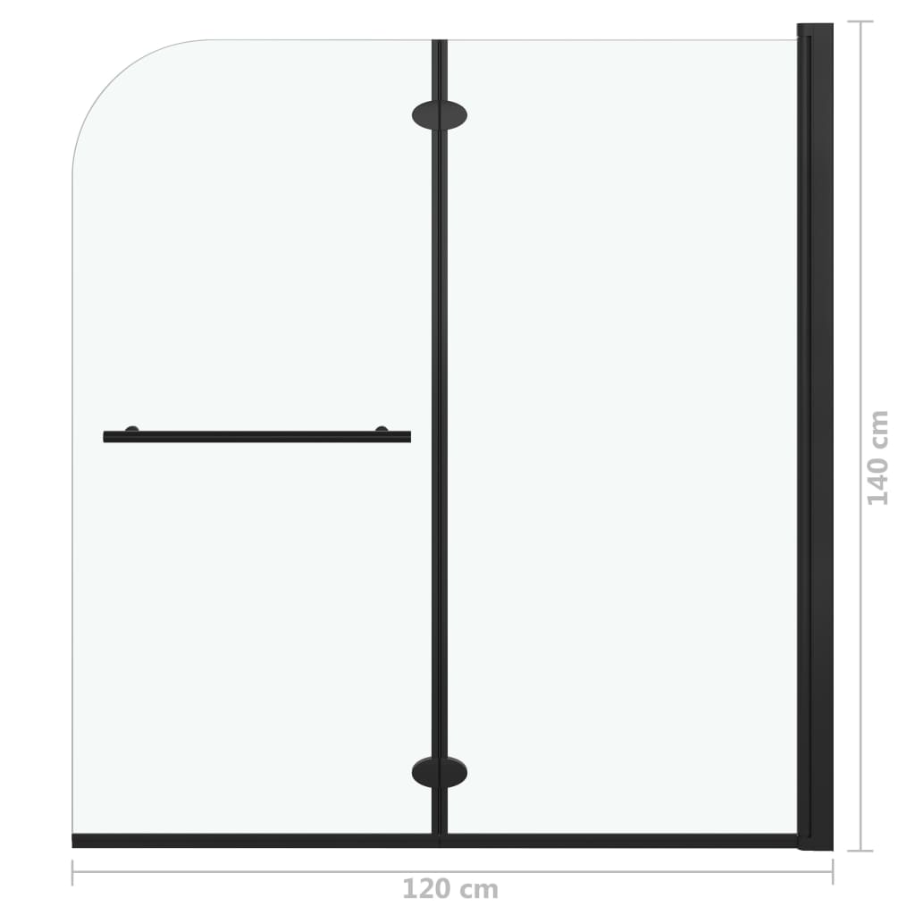 vidaXL Folding Shower Enclosure 2 Panels ESG 47.2"x55.1" Black