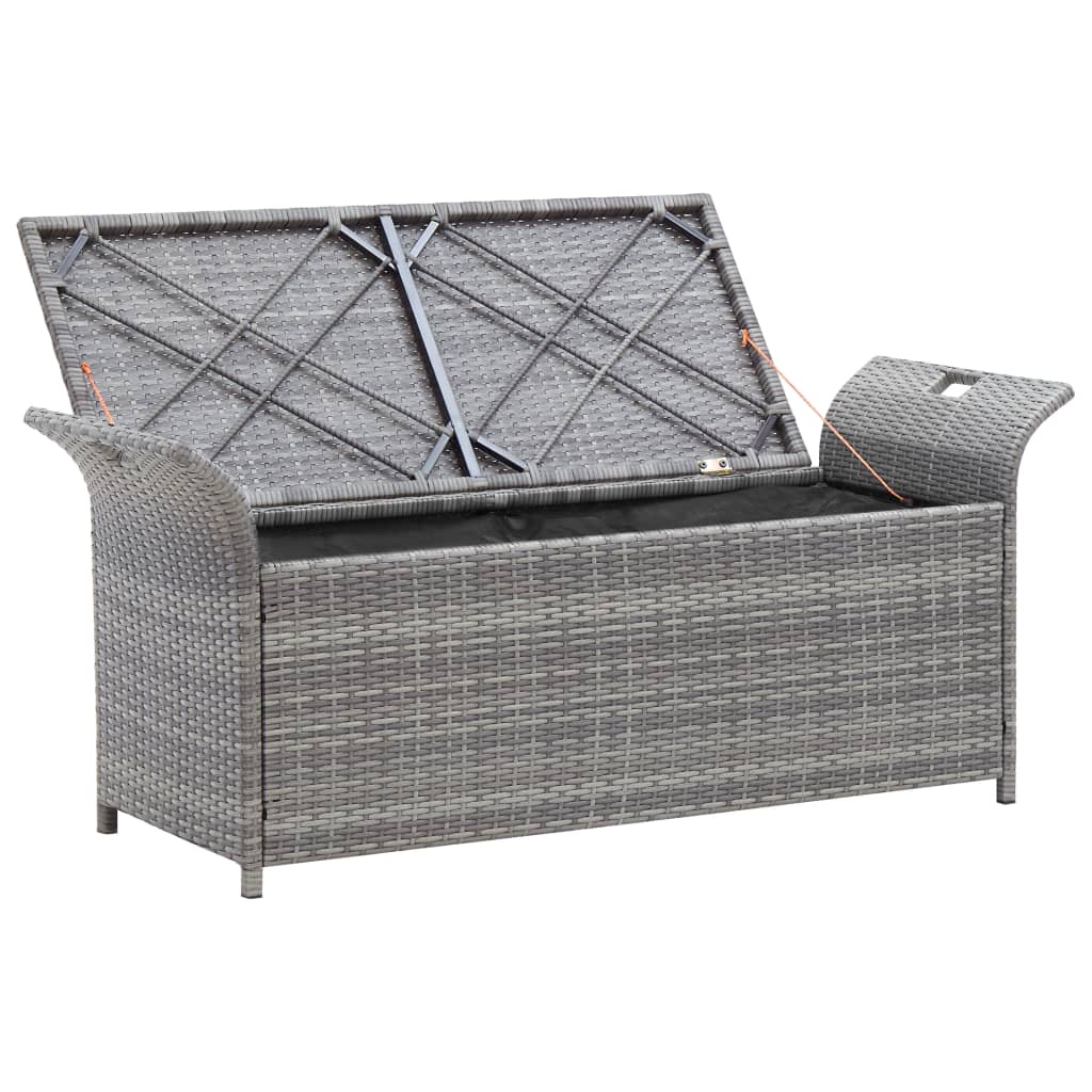 vidaXL Storage Bench with Cushion Gray 54.3" Poly Rattan