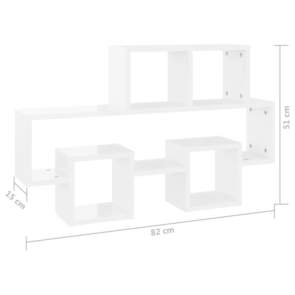 vidaXL Car-shaped Wall Shelf High Gloss White 32.3"x5.9"x20.1" Engineered Wood