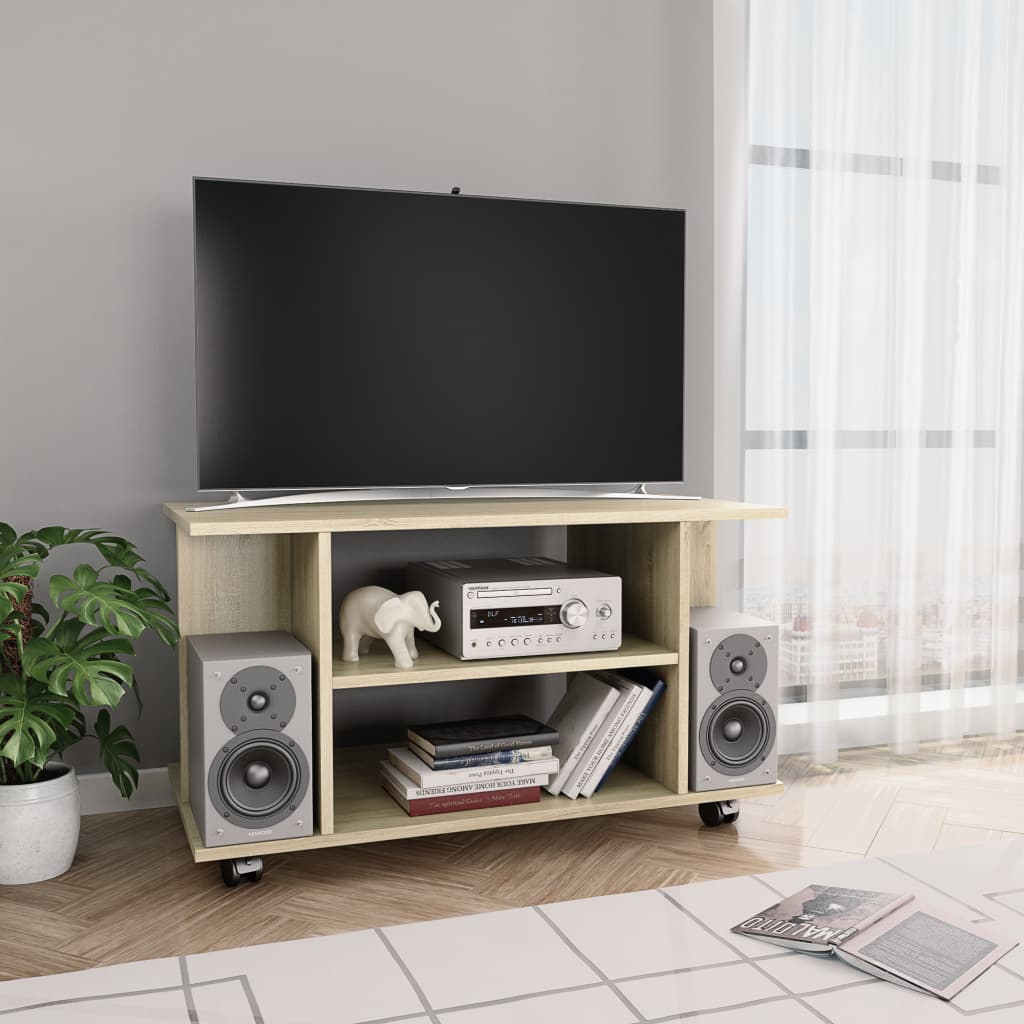 vidaXL TV Cabinet with Castors Sonoma Oak 31.5"x15.7"x15.7" Engineered Wood
