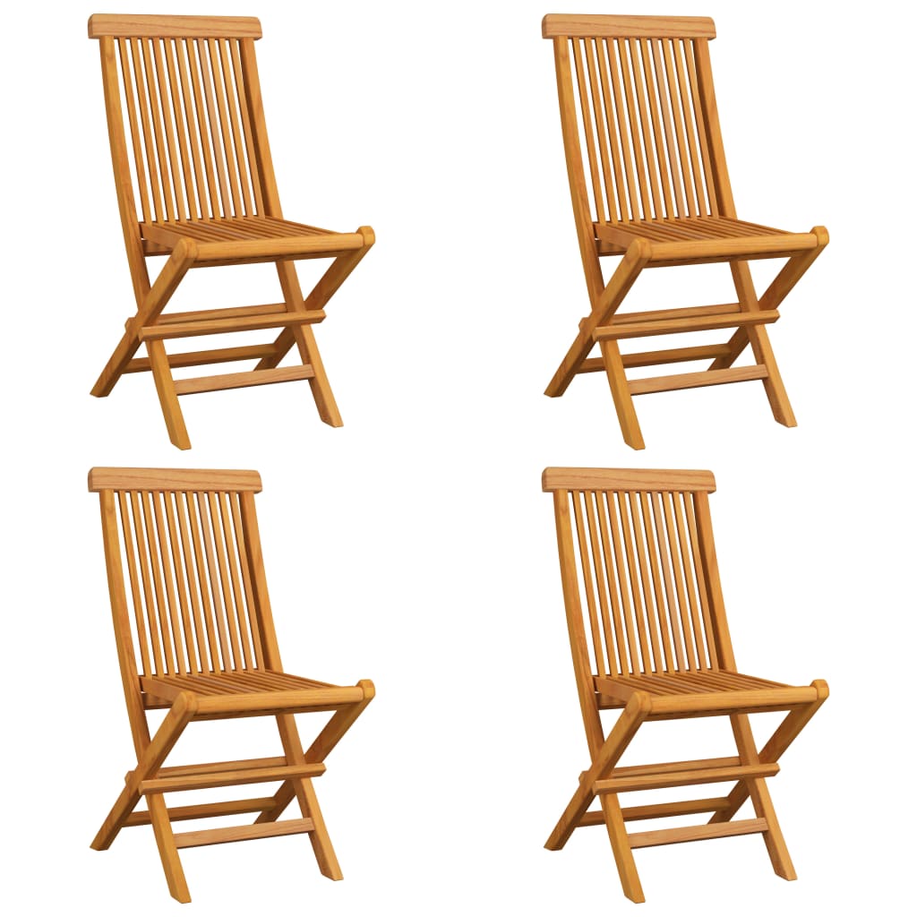 vidaXL Patio Chairs with Red Cushions 4 pcs Solid Teak Wood