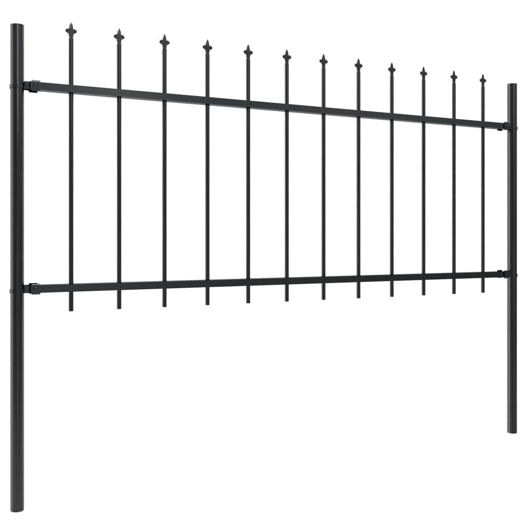 vidaXL Garden Fence with Spear Top Steel 669.3"x31.5" Black