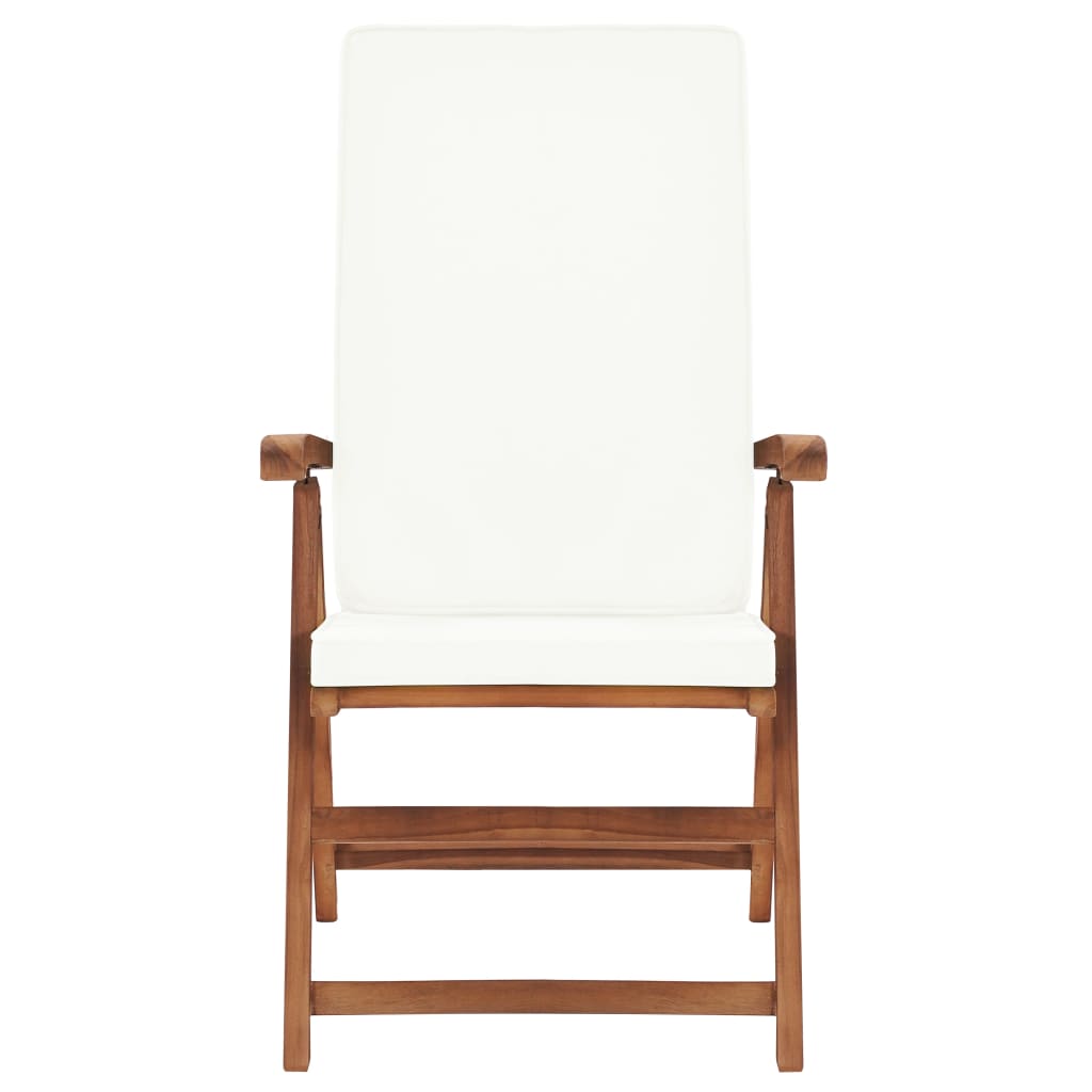 vidaXL Reclining Patio Chairs with Cushions 2 pcs Solid Teak Wood Cream