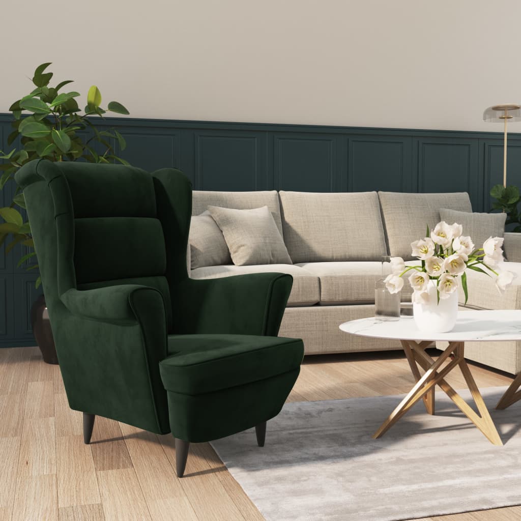 vidaXL Armchair Dark Green Velvet