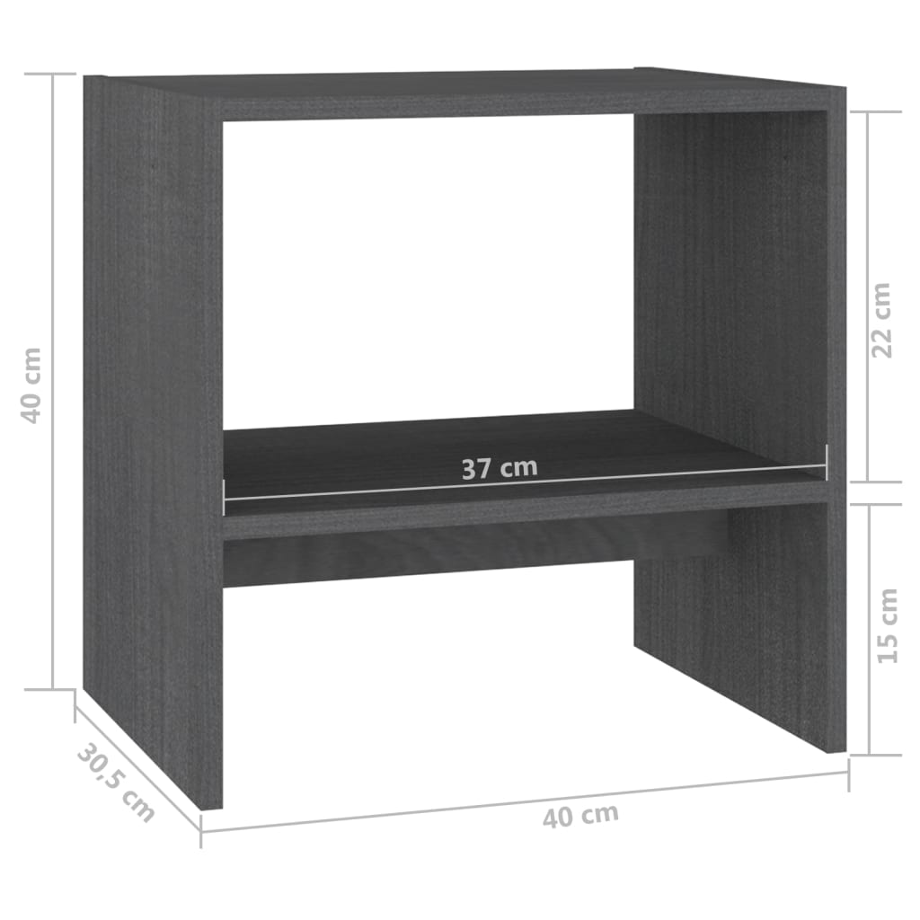vidaXL Bedside Cabinets 2 pcs Gray 15.7"x12"x15.7" Solid Wood Pine