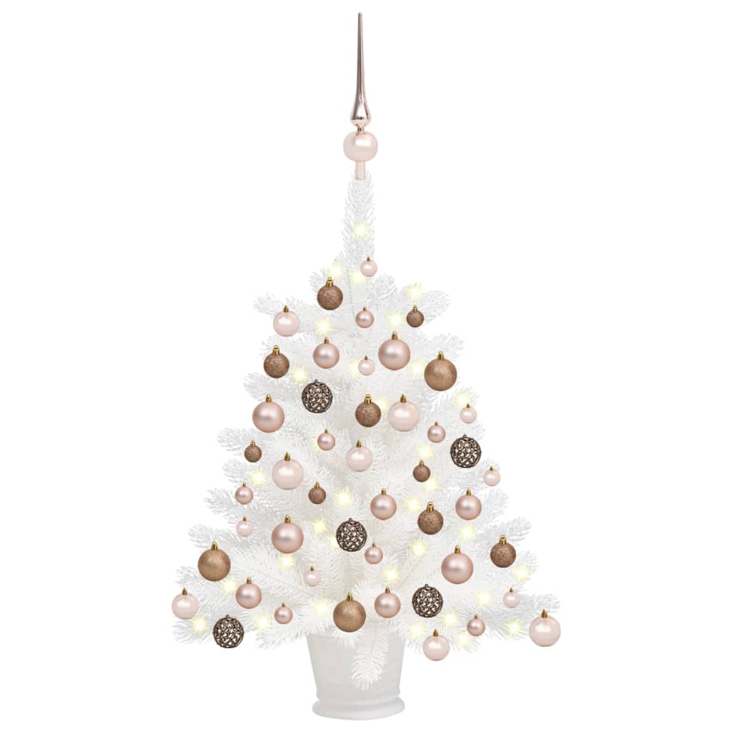 vidaXL Artificial Christmas Tree with LEDs&Ball Set White 25.6"