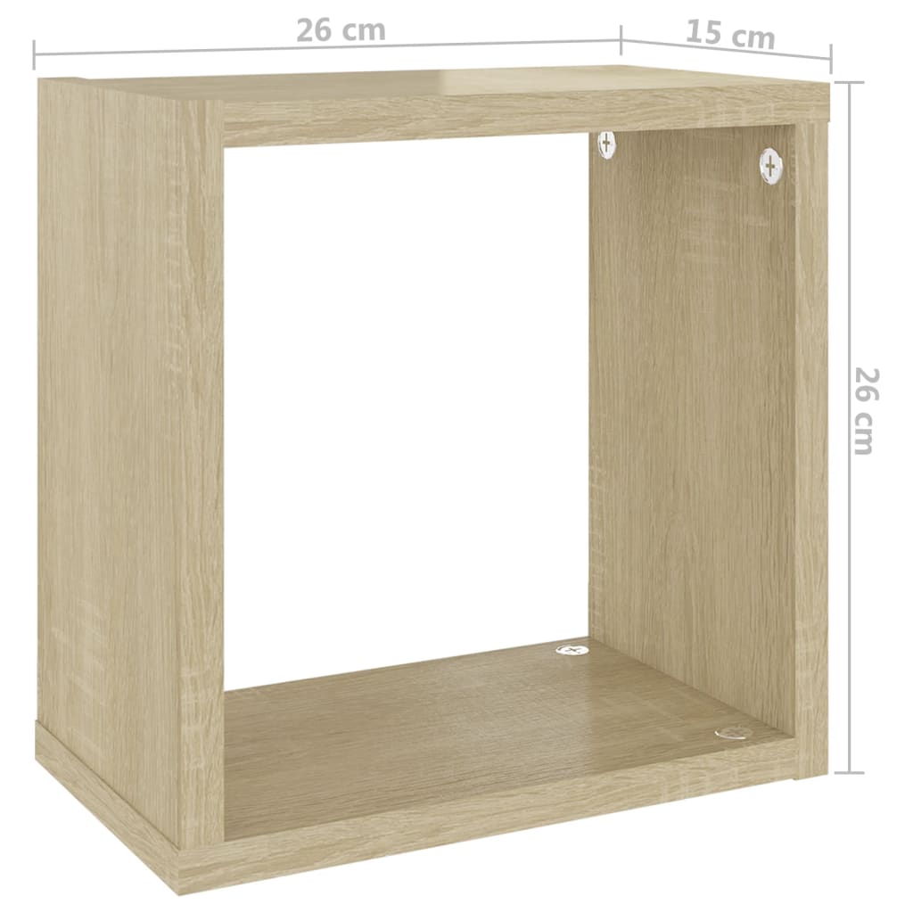 vidaXL Wall Cube Shelves 2 pcs Sonoma Oak 10.2"x5.9"x10.2"