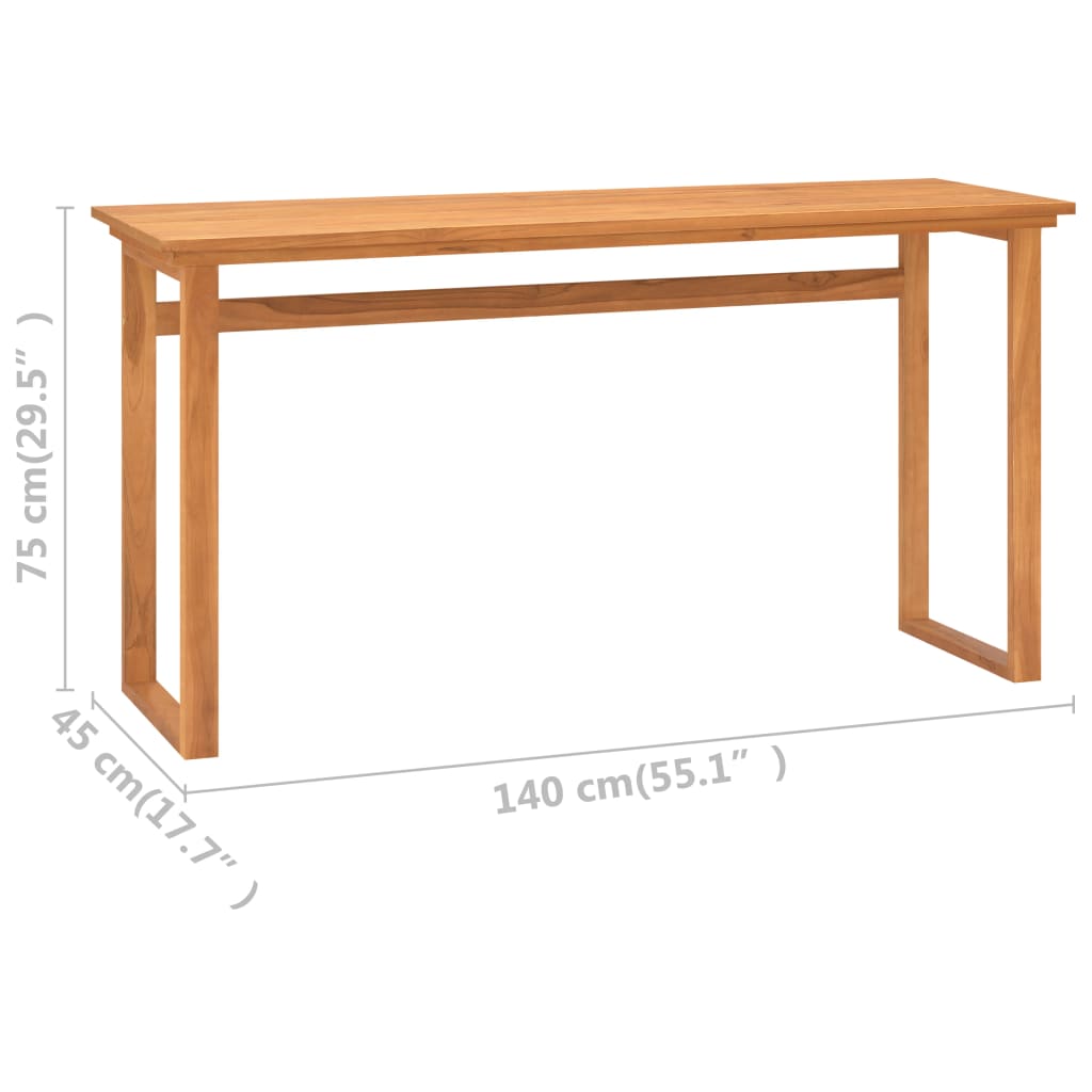 vidaXL Desk 55.1"x17.7"x29.5" Solid Teak Wood