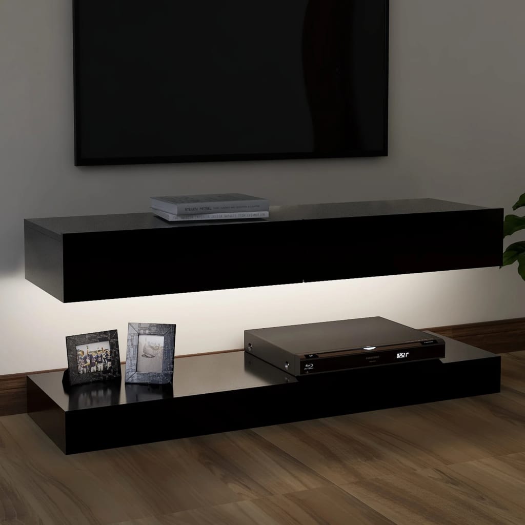 vidaXL TV Stand with LED Lights Black 47.2"x13.8"