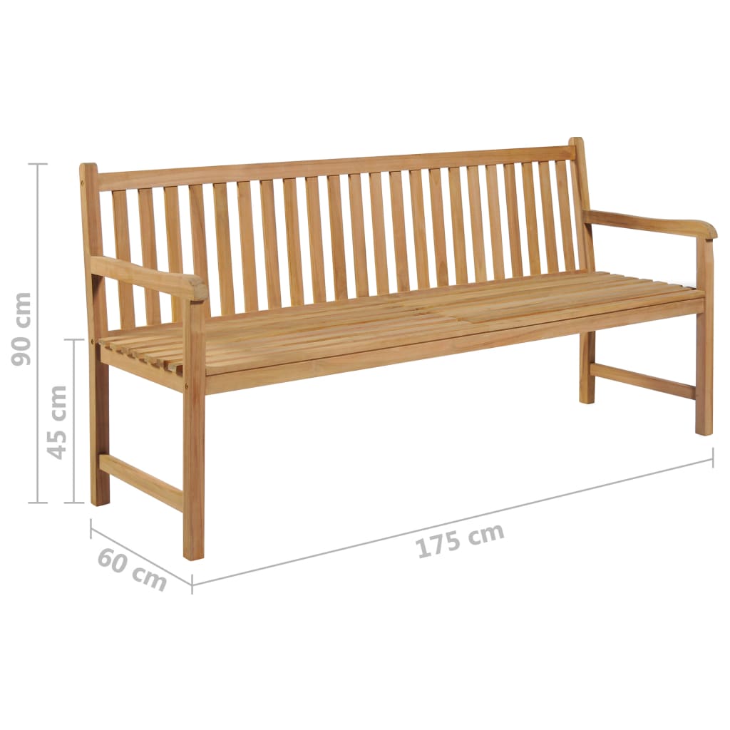 vidaXL Patio Bench with Taupe Cushion 68.9" Solid Teak Wood