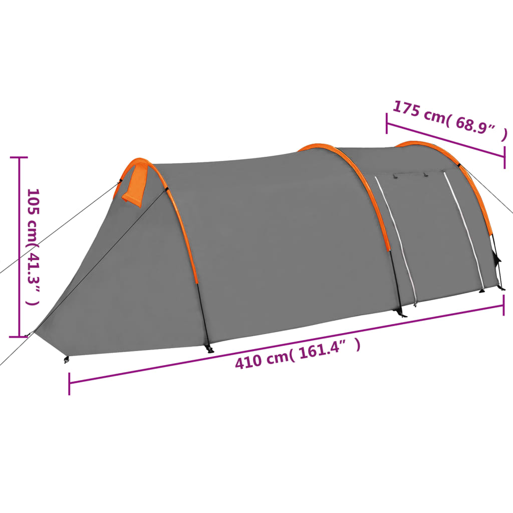 vidaXL Camping Tent 4 Persons Gray and Orange