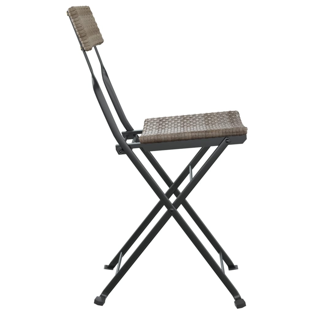 vidaXL Folding Bistro Chairs 6 pcs Gray Poly Rattan and Steel