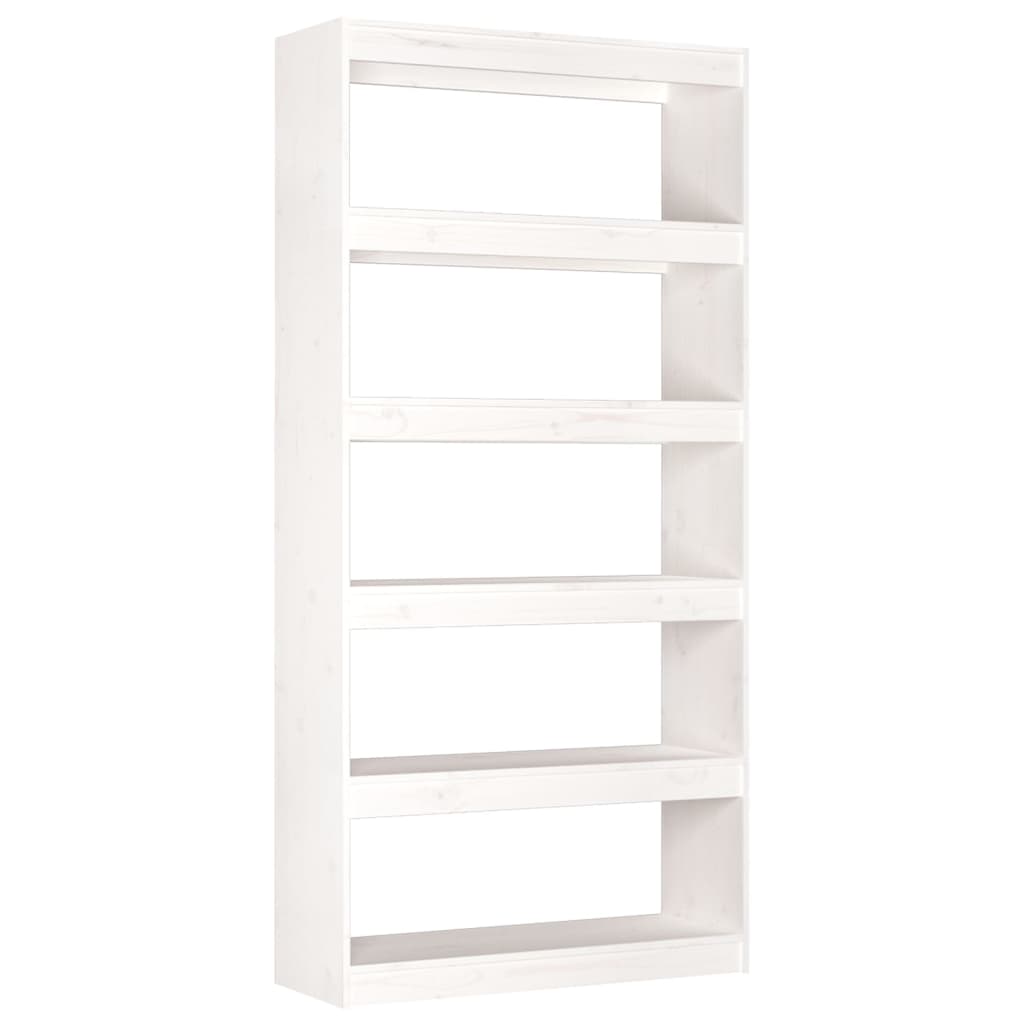 vidaXL Book Cabinet/Room Divider White 31.5"x11.8"x65.9" Solid Wood Pine