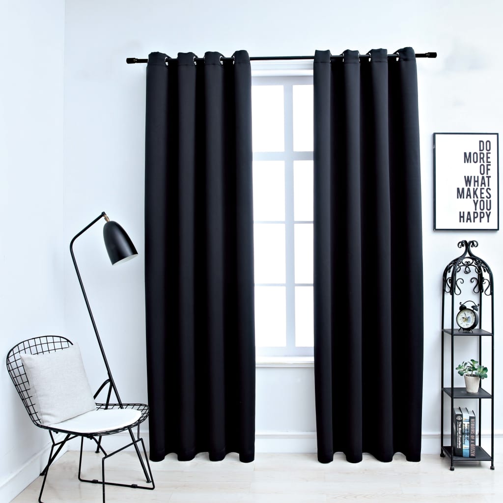 vidaXL Blackout Curtains with Rings 2 pcs Black 54"x95" Fabric