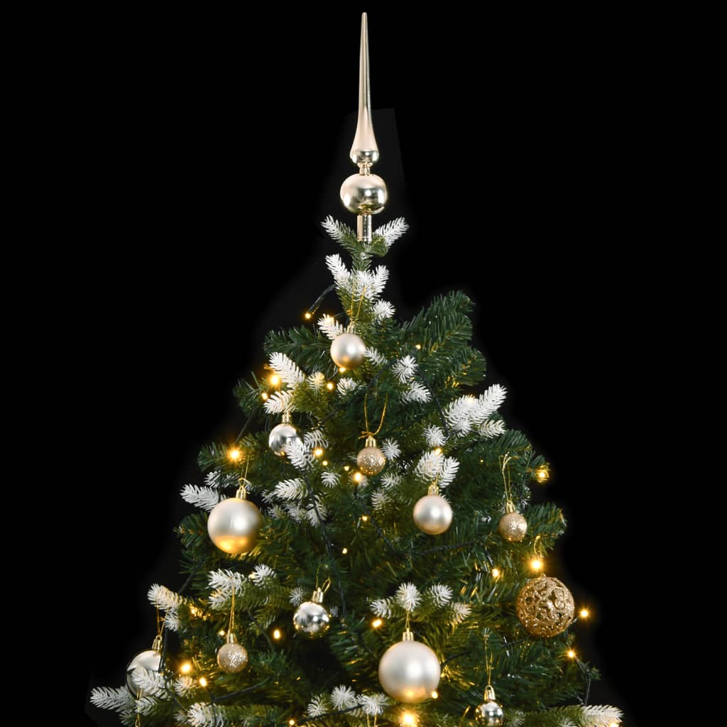 vidaXL Artificial Hinged Christmas Tree 150 LEDs & Ball Set 59.1"