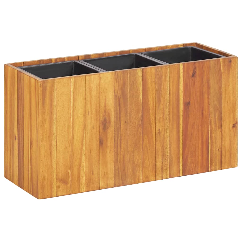 vidaXL Garden Raised Bed with 3 Pots Solid Acacia Wood