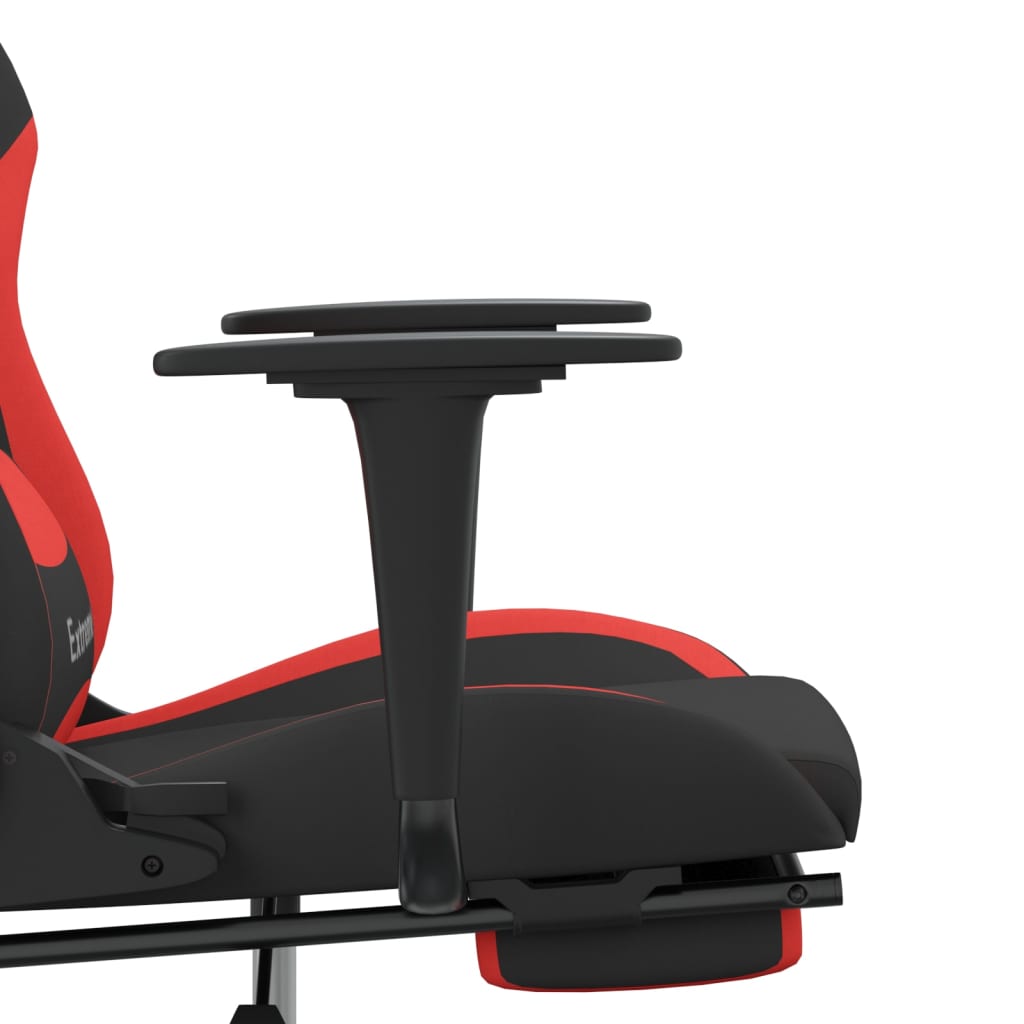 vidaXL Massage Gaming Chair with Footrest Black and Red Fabric