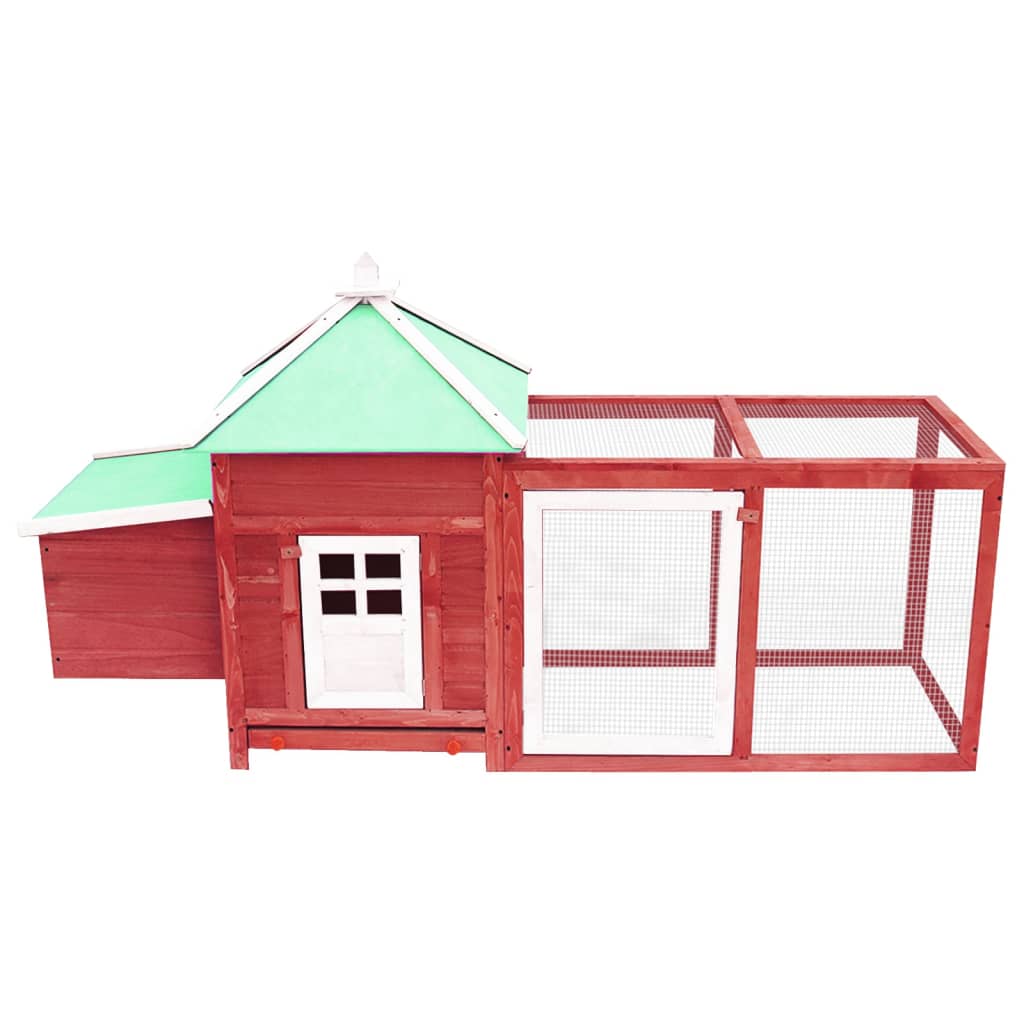 vidaXL Chicken Coop with Nest Box Red 74.8"x28.3"x40.2" Solid Firwood