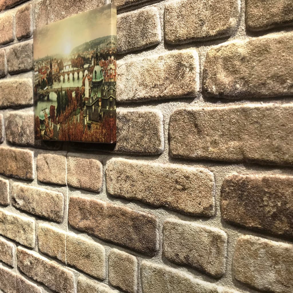 vidaXL 3D Wall Panels with Dark Sand Brick Design 10 pcs EPS