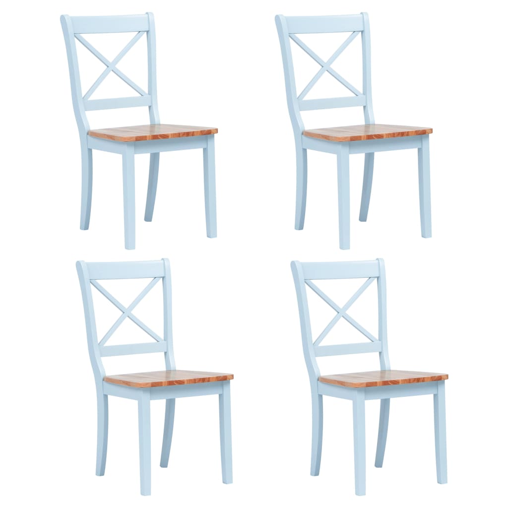 vidaXL Dining Chairs 4 pcs Gray and Light Wood Solid Rubber Wood