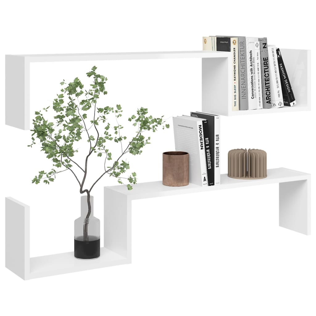 vidaXL Wall Shelves 2 pcs High Gloss White 39.4"x5.9"x7.9" Engineered Wood