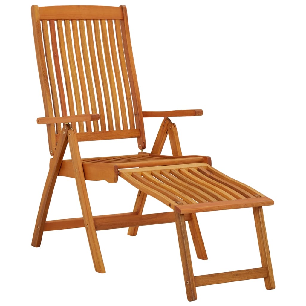 vidaXL Folding Patio Chairs with Footrests 2 pcs Solid Wood Eucalyptus