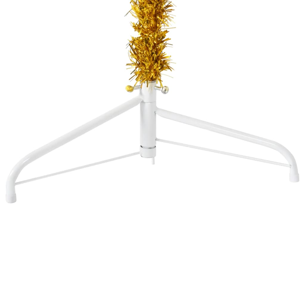vidaXL Slim Artificial Half Christmas Tree with Stand Gold 7 ft