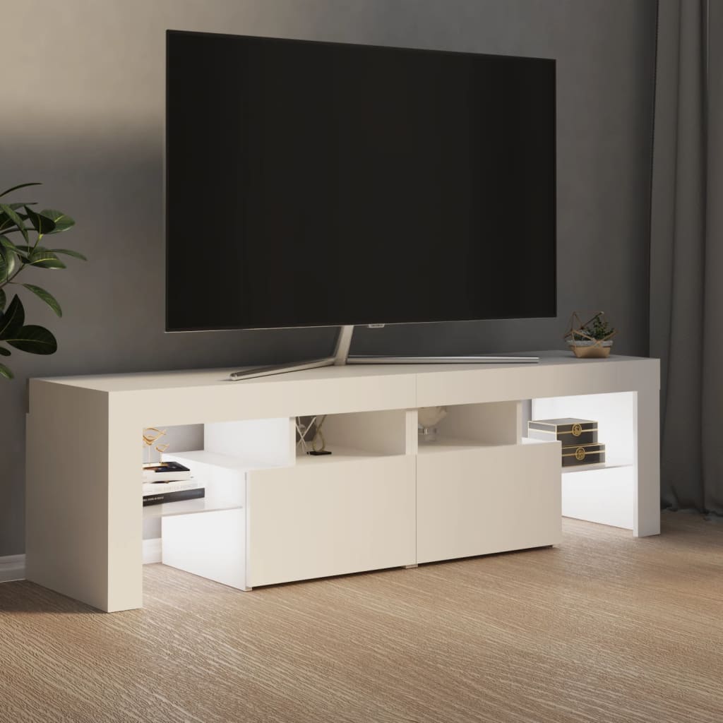 vidaXL TV Stand with LED Lights White 55.1"x14.4"x15.7"