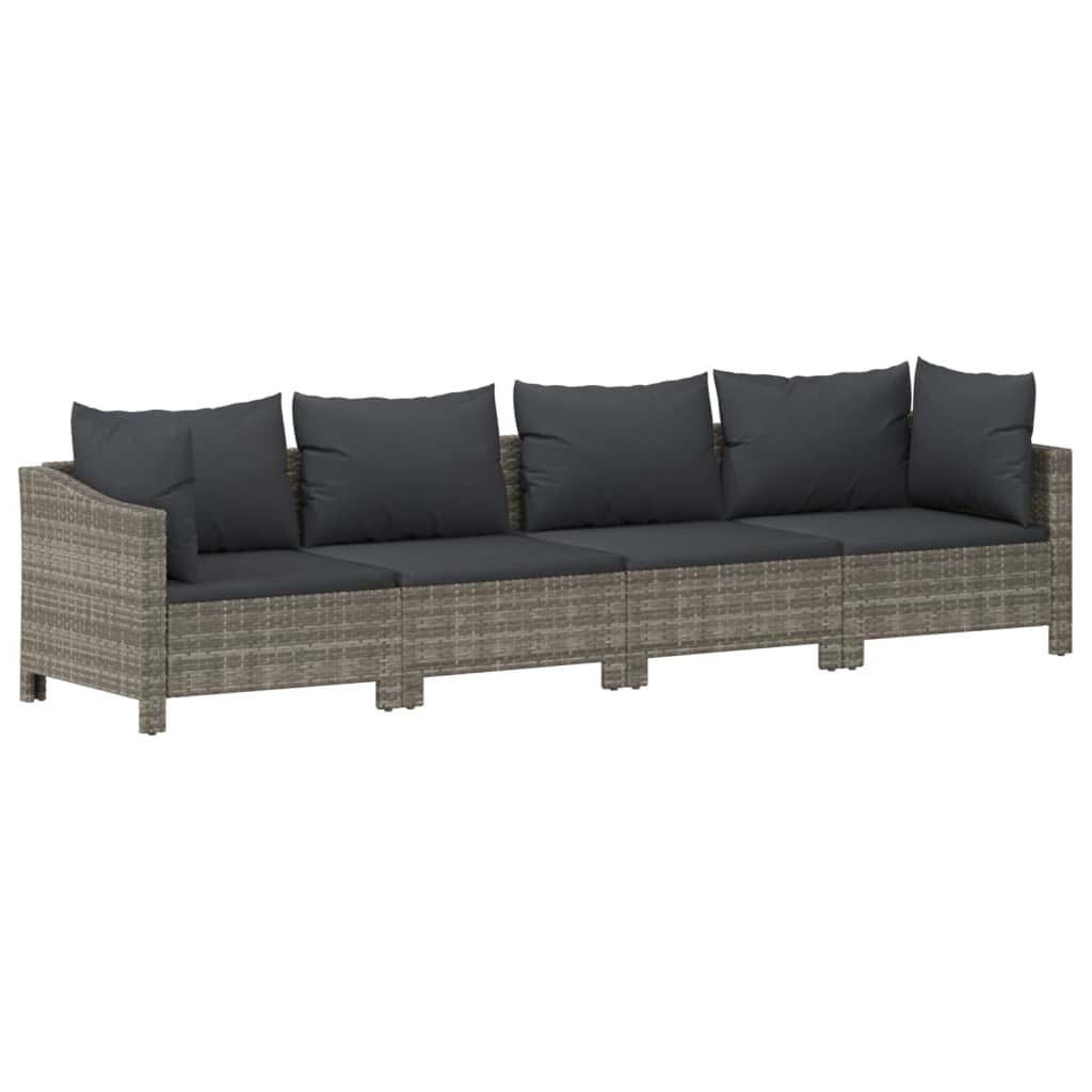 vidaXL 6 Piece Patio Lounge Set with Cushions Gray Poly Rattan