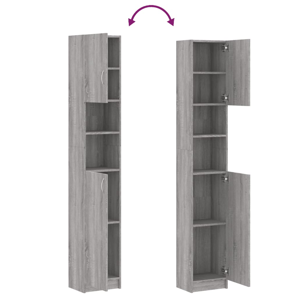vidaXL Bathroom Cabinet Gray Sonoma 12.6"x10"x74.8" Engineered Wood