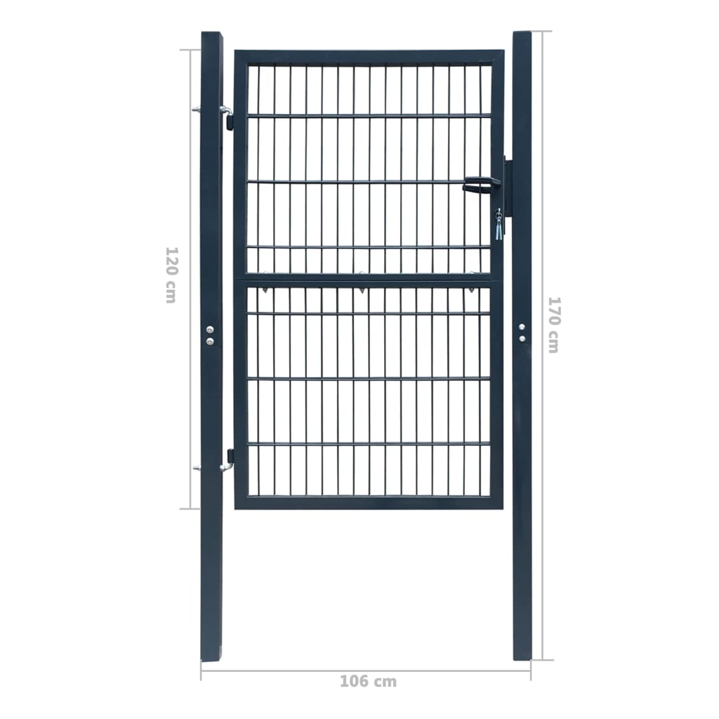 vidaXL 2D Fence Gate (Single) Anthracite Gray 41.7" x 66.9"