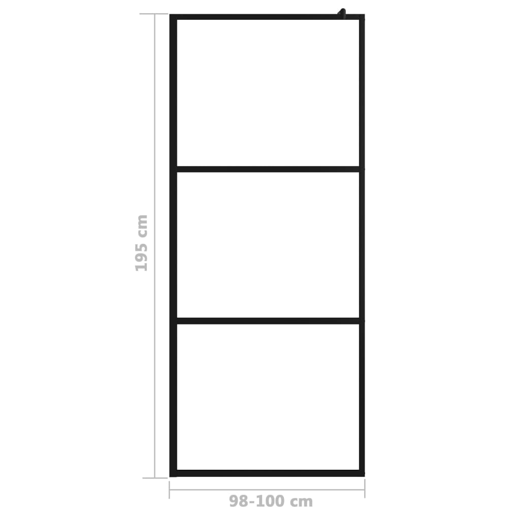 vidaXL Walk-in Shower Wall with Clear ESG Glass Black 39.4"x76.8"