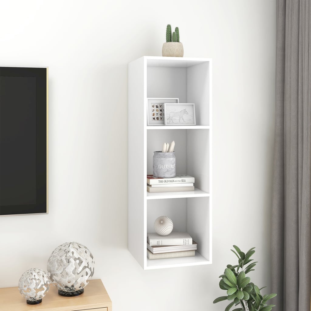 vidaXL Wall-mounted TV Cabinet White 14.6"x14.6"x42.1" Chipboard