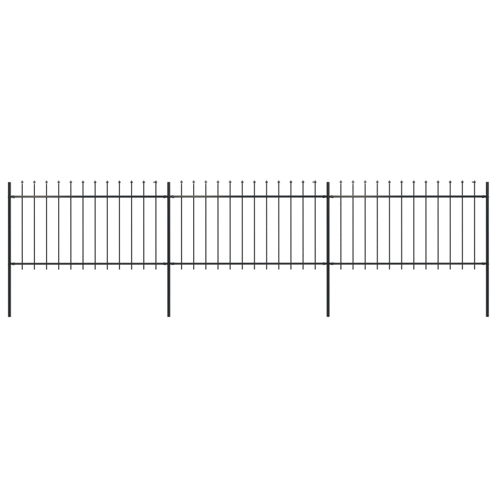 vidaXL Garden Fence with Spear Top Steel 200.8"x39.4" Black